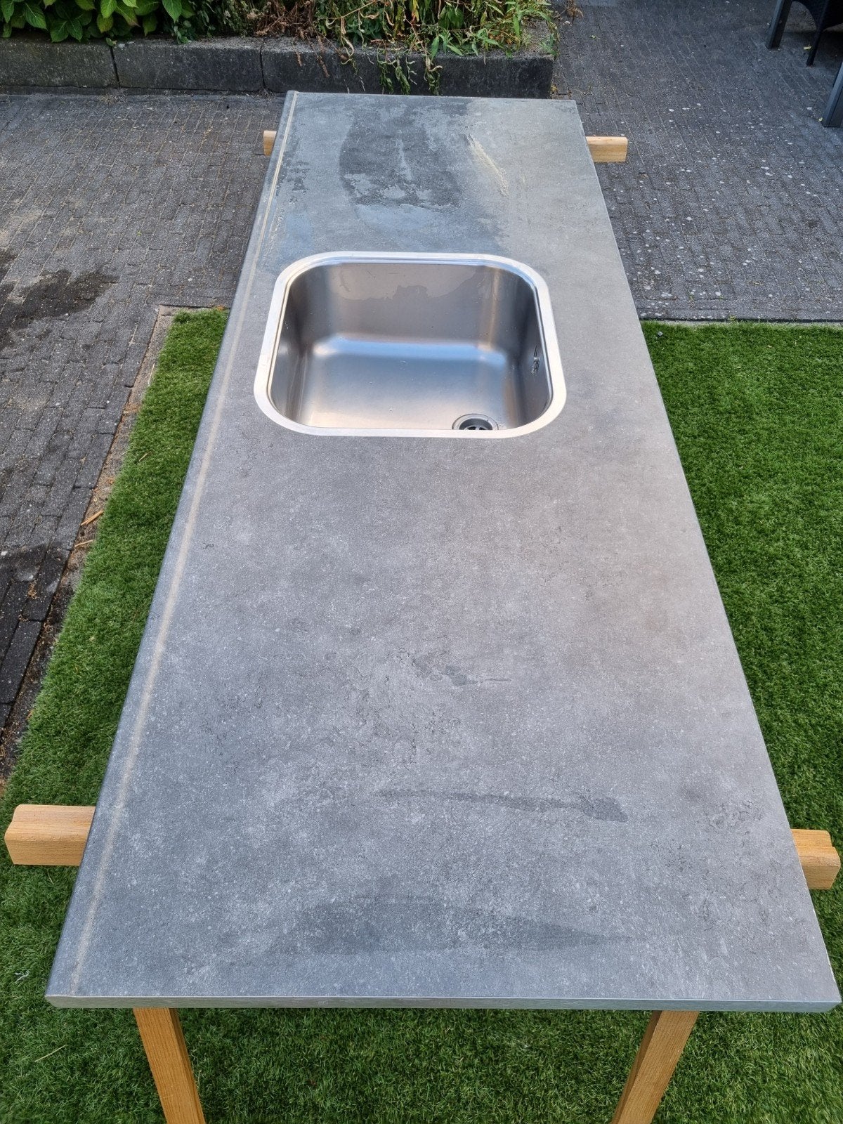 aanrechtblad met rvs spoelbak, Ophalen, 50 tot 75 cm, Zwart, Minder dan 100 cm