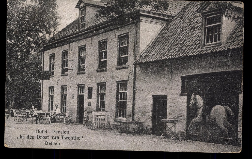 Delden Ov., Hotel Pension In den Drost van Twenthe, gel.1922, Verzamelen, Verzenden, 1920 tot 1940, Gelopen, Overijssel