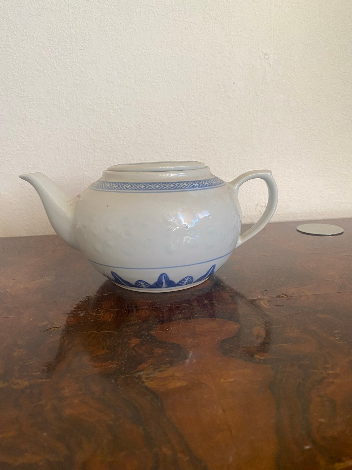 Vintage Chinese Theepot - Blauw en Wit Porselein, Ophalen of Verzenden