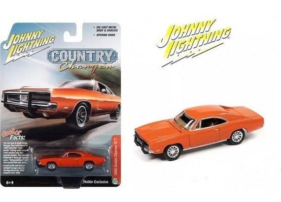 1969 Dodge Charger R/T van Johnny Lightning 3 inch oranje, Ophalen of Verzenden, Nieuw, Auto