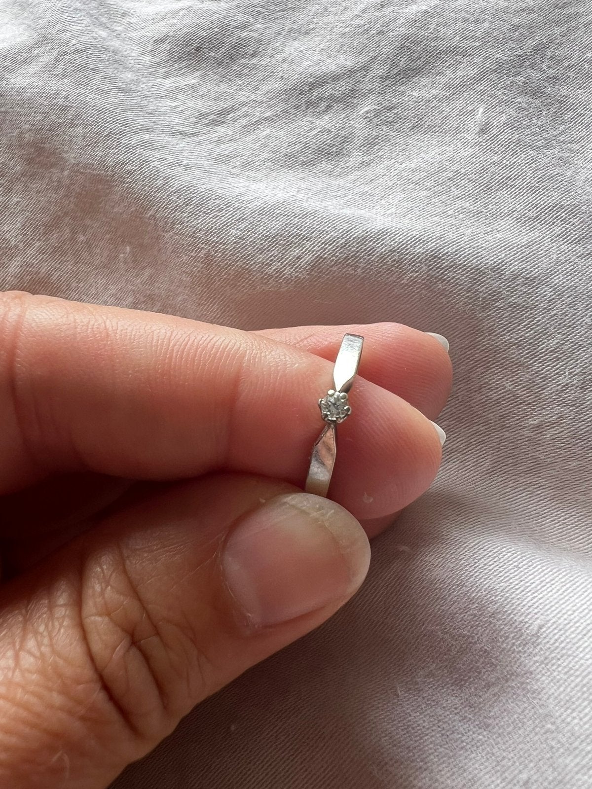 Wit goude (verlovings) ring 14k met 1 diamant ringmaat 16,5, Ophalen of Verzenden, Dame, Goud, Goud