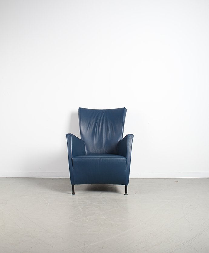 Montis Windy blauw leder + bijpassende hocker, Niet ingevuld, Zo goed als nieuw, Niet ingevuld, Niet ingevuld