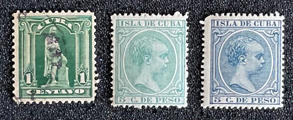 3 Oude Postzegels Cuba - Isla de Cuba, Ophalen of Verzenden, Gestempeld, Midden-Amerika