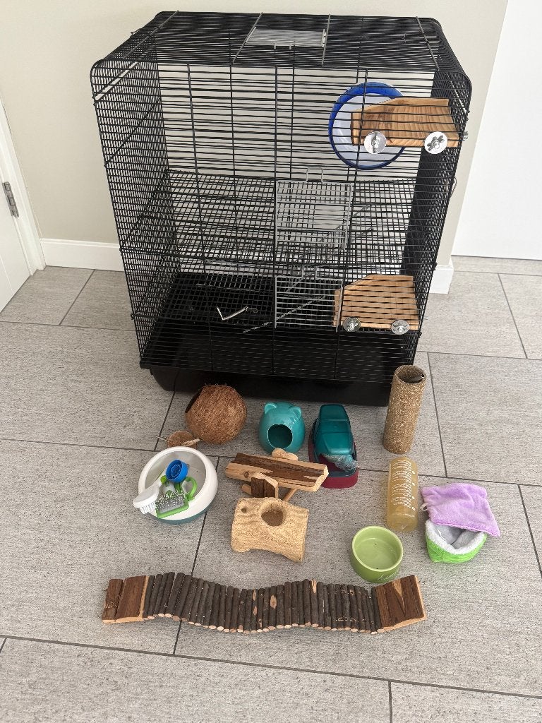 XL - Hamster Cage 75x58x38 Black & Accessories, Dieren en Toebehoren, Ophalen, Gebruikt