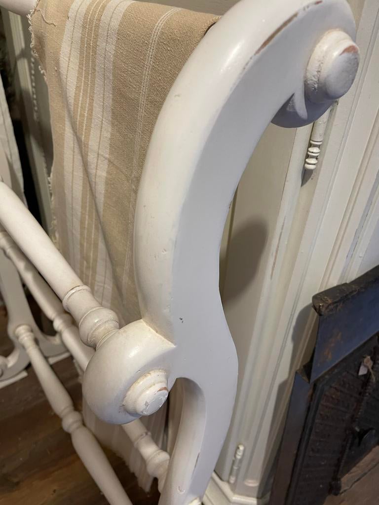 Antiek Engels handdoekrek - brocante houten rek, Huis en Inrichting, Ophalen, Hout, Wit, Gebruikt