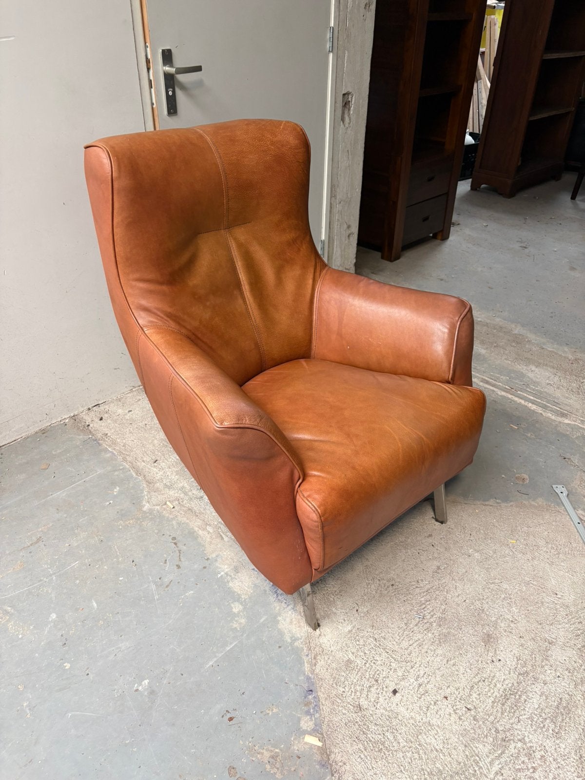 Prachtig Leren fauteuil Henders & Hazel, Ophalen, Zo goed als nieuw, 75 tot 100 cm, 50 tot 75 cm