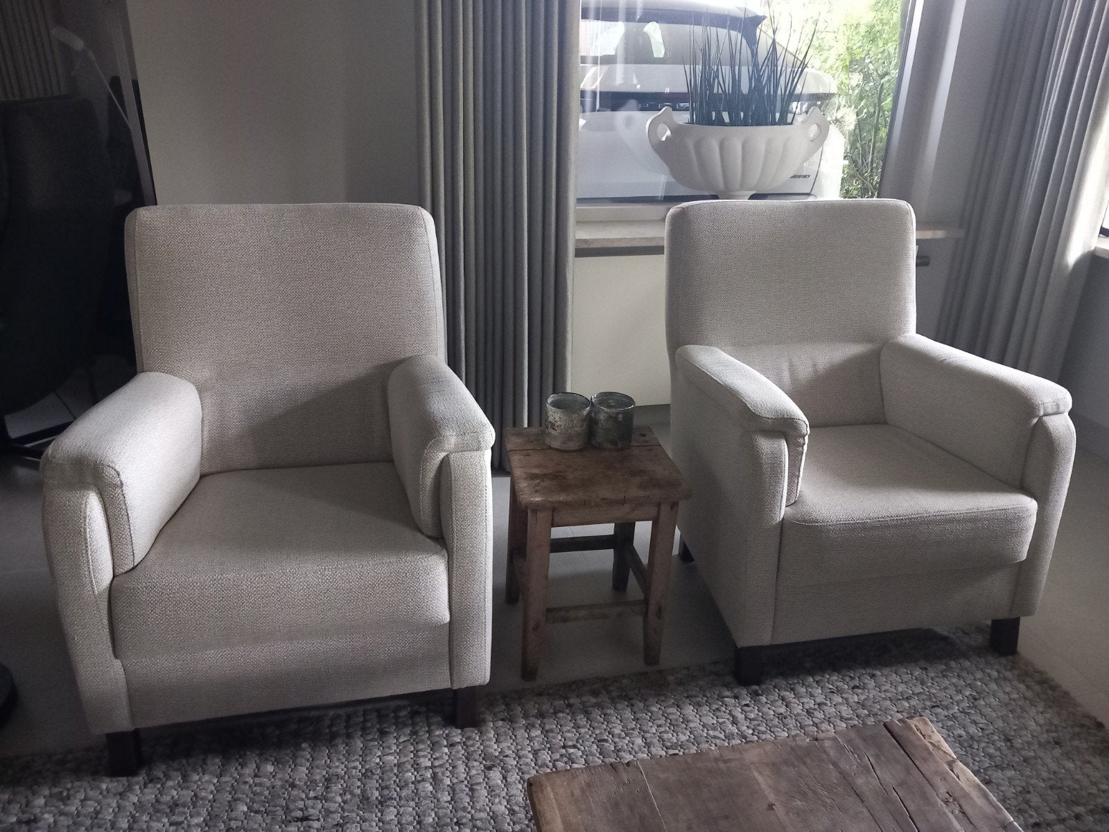 Set van 2 comfortabele stoffen fauteuils, Ophalen, 75 tot 100 cm, Zo goed als nieuw, Comfortabel