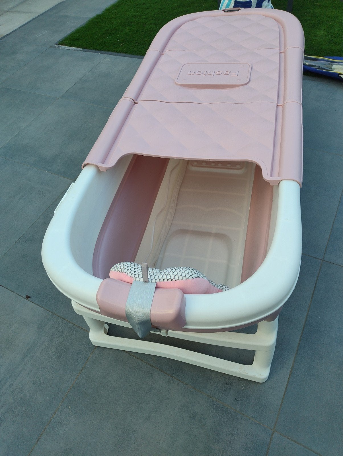 Opvouwbaar babybadje met standaard en thermometer, Kinderen en Baby's, Badjes en Verzorging, Zo goed als nieuw, Badje, Overige merken