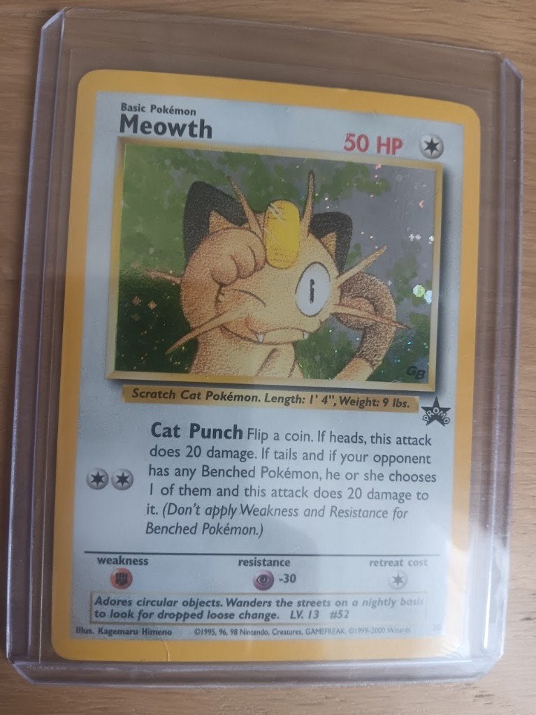Meowth 10/53 WOTC promo holo, Ophalen of Verzenden, Gebruikt, Losse kaart, Foil