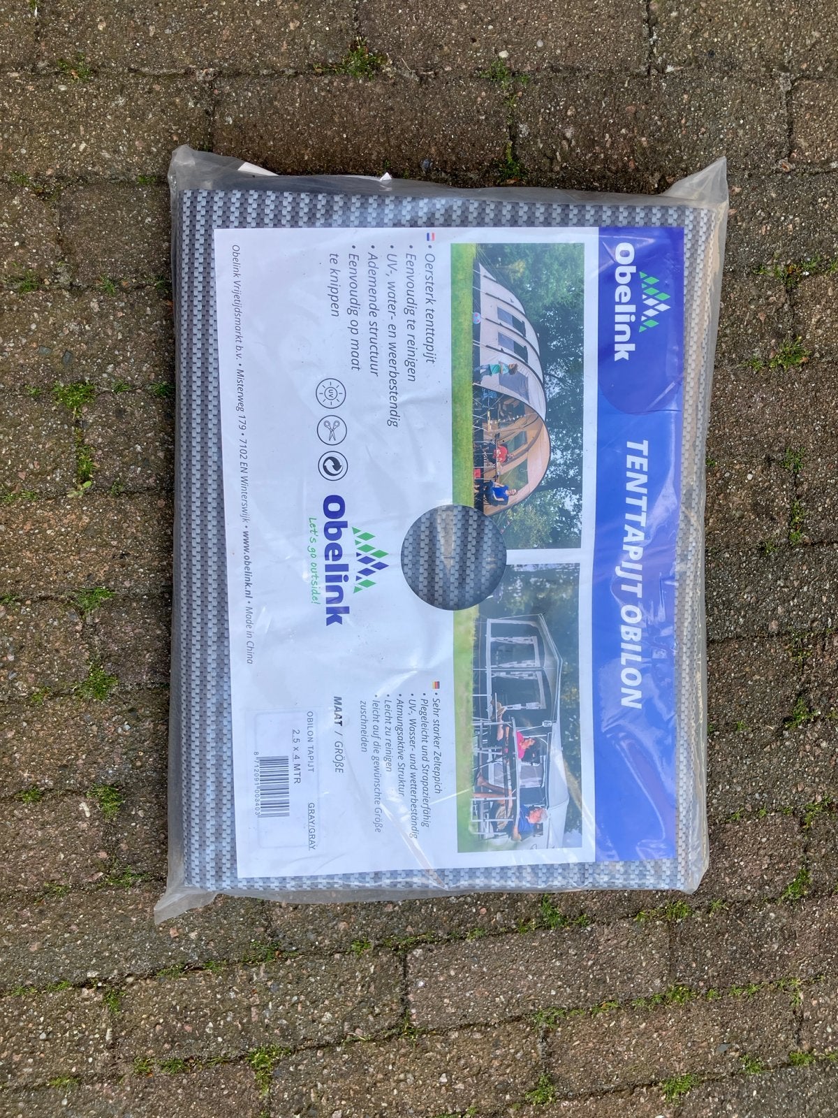 Obelink Tenttapijt Obilon 2.5 x 4 MTR Grijs Nieuw, Caravans en Kamperen, Tentaccessoires, Nieuw, Ophalen