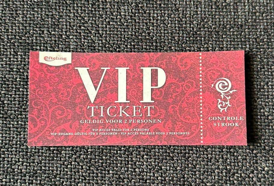 Efteling vip ticket, Verzamelen, Efteling, Zo goed als nieuw, Overige typen, Ophalen of Verzenden