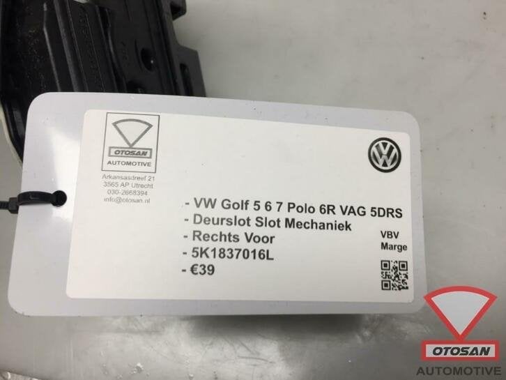 golf 6 7 polo deurslot slotmechaniek rechts voor 5k1837016l, Info@fabrikant.eu, Ophalen of Verzenden, Voor, Fabrikant BV