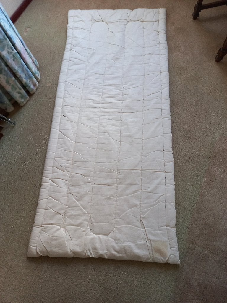 Matras dek gevuld met Tessels schapen wol, Gebruikt, 90 cm, Eenpersoons, Matras