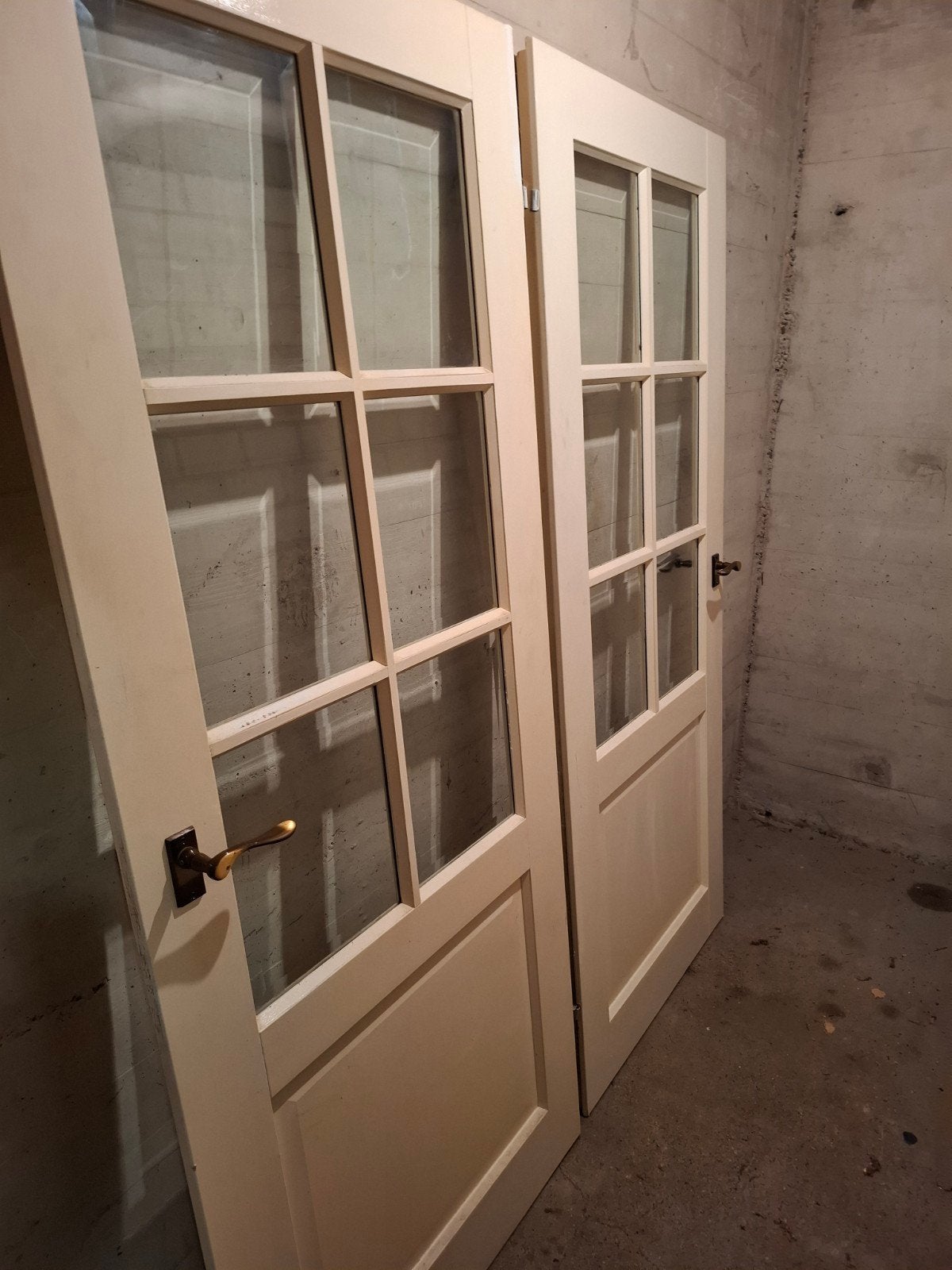 Opdek binnendeuren met geslepen glas met hang en sluitwerk, Doe-het-zelf en Verbouw, Deuren en Horren, Ophalen, Gebruikt, 80 tot 100 cm