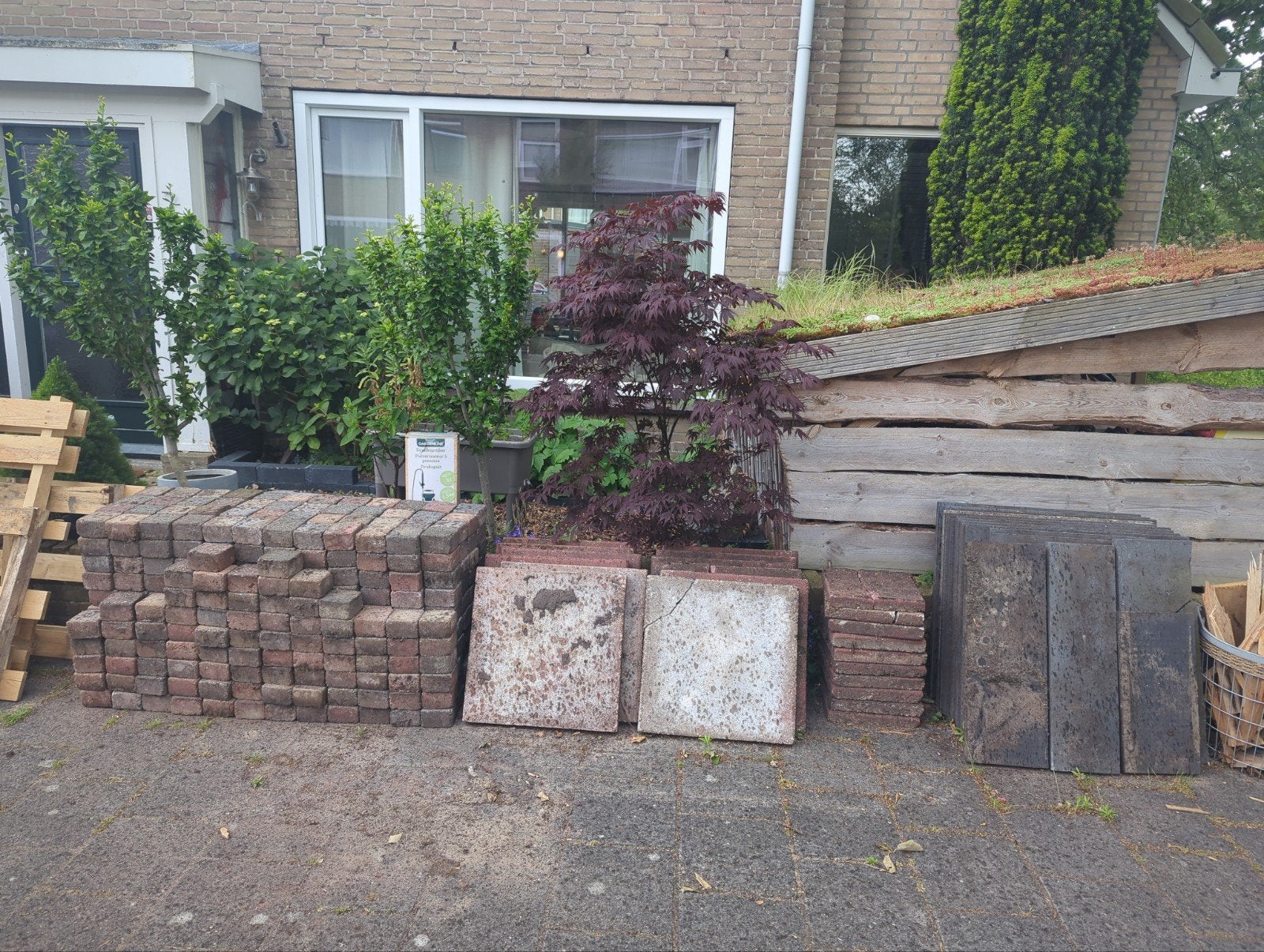 Tegels gratis, Tuin en Terras, Ophalen, Gebruikt, Beton, Terrastegels