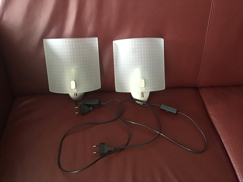 Wandlampjes, 2 stuks glas met staal, Ophalen, Zo goed als nieuw, Glas, Wandlamp