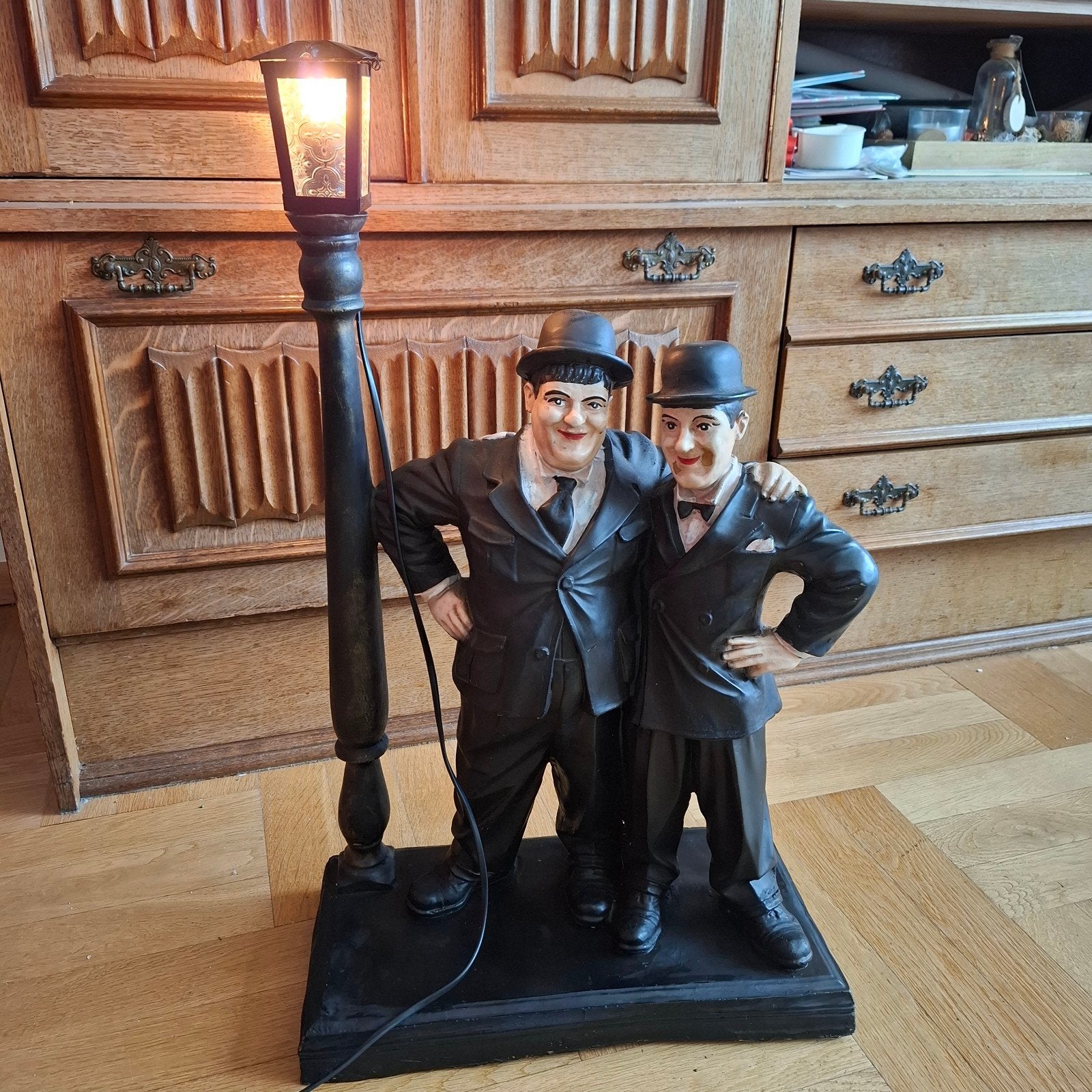 Laurel en Hardy lamp - Unieke decoratie, Vintage, Overige materialen, Ophalen of Verzenden, Gebruikt