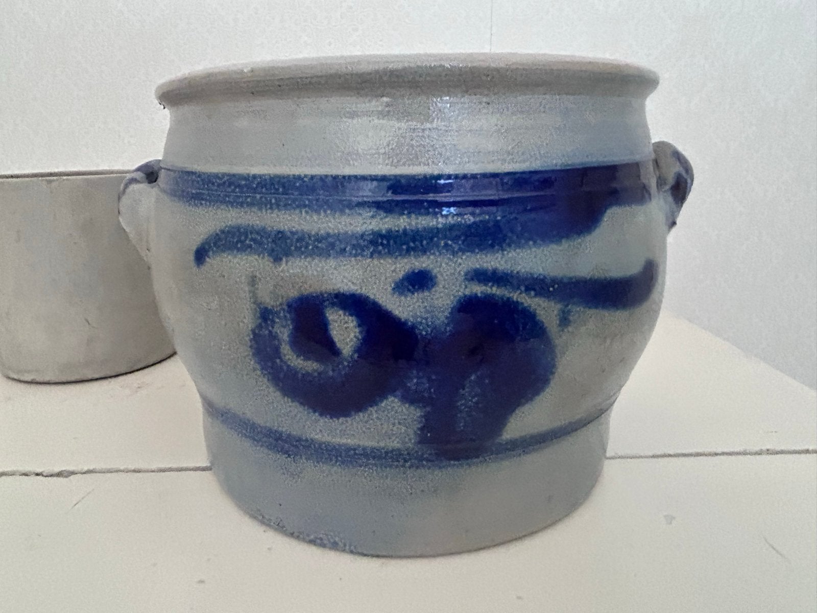 Vintage aardewerk pot met blauw decor, Antiek en Kunst, Antiek | Keramiek en Aardewerk, Ophalen of Verzenden