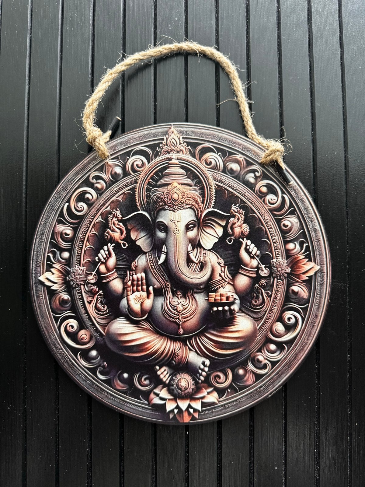 Decoratief Ganesha Wandbord - 20x20cm, Hout, Meerkleurig, Ophalen of Verzenden, Oosters