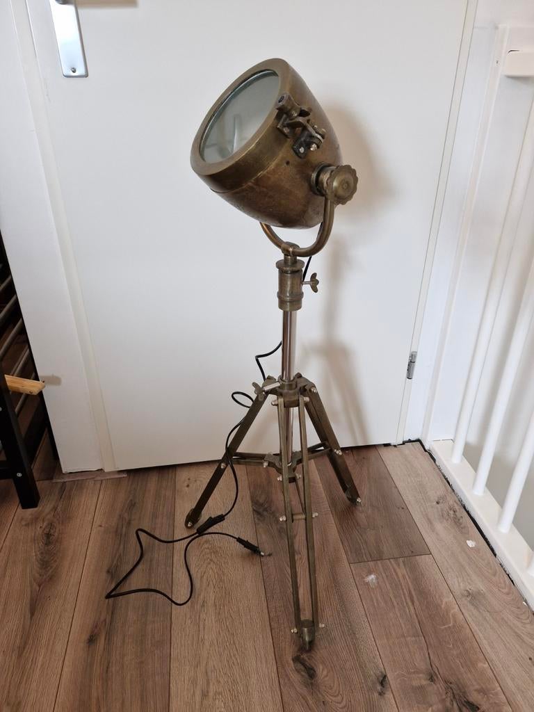Vintage Messing Statief Spotlamp - Industriëel/steampunk, Ophalen