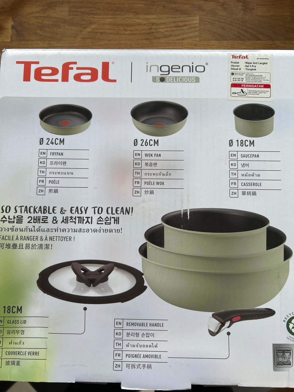 Tefal Ingenio Pannenset: 18cm sauspan, 26cm wokpan, 24cm koe, Huis en Inrichting, Keuken | Potten en Pannen, Ophalen, Tefal, Pannenset