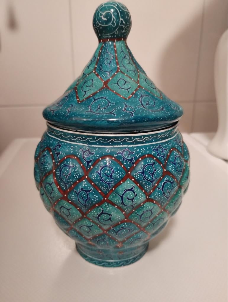 Minakari enamel emaille voorraad pot met deksel, Ophalen of Verzenden