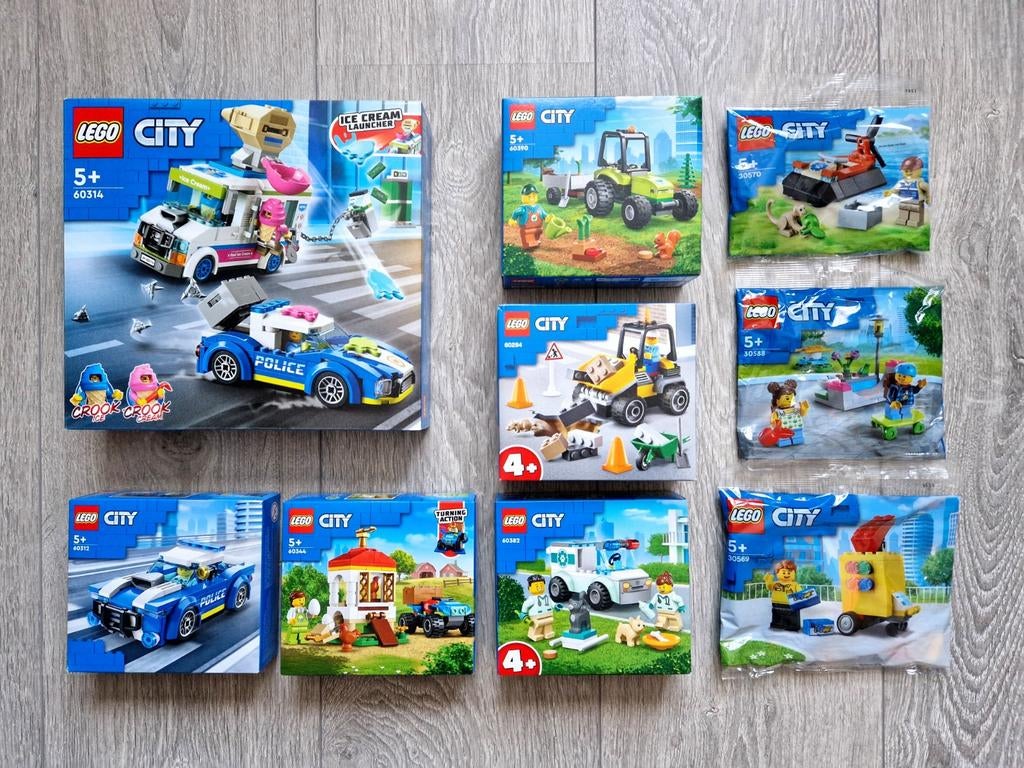 9 LEGO City sets, nieuw | O.a. #60314 #60312 #60344 #60390, Kinderen en Baby's, Speelgoed | Duplo en Lego, Nieuw, Lego, Complete set