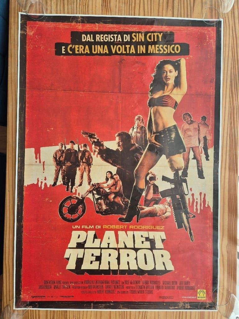 Grindhouse origineel poster ita Tarantino film zeldzaam, Deurposter of groter, Ophalen of Verzenden, Film en Tv, Rechthoekig Staand