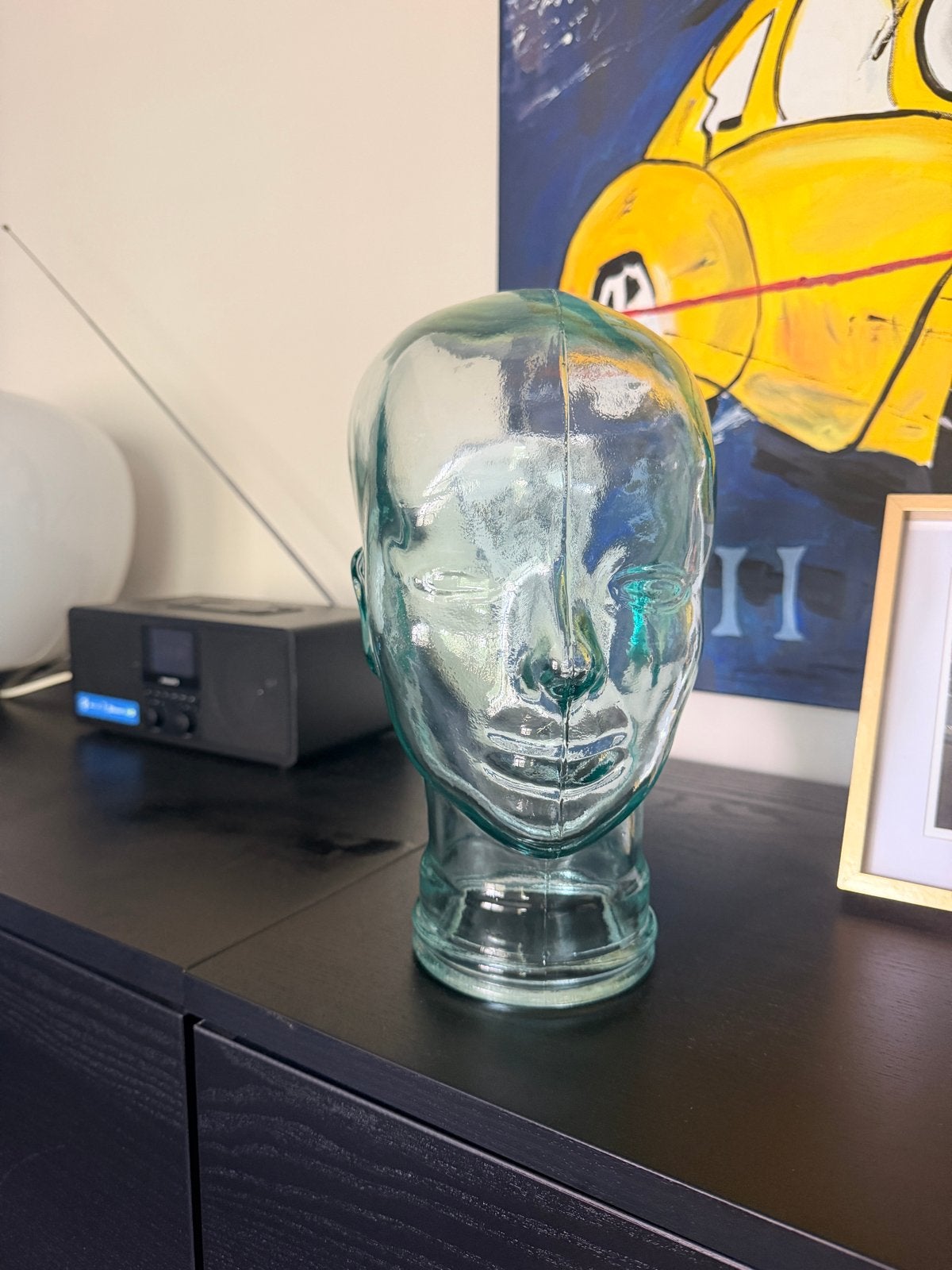 Glazen Hoofd Mannequin - Decoratief en Praktisch, Huis en Inrichting, Groen, Ophalen of Verzenden, Zo goed als nieuw, Modern