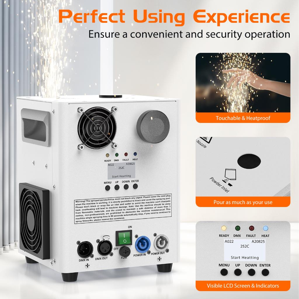 DJLicht Witte 800W Sparkular Sterretjes machine Koudvuur, Geluidgestuurd, ., Overige typen, Nieuw