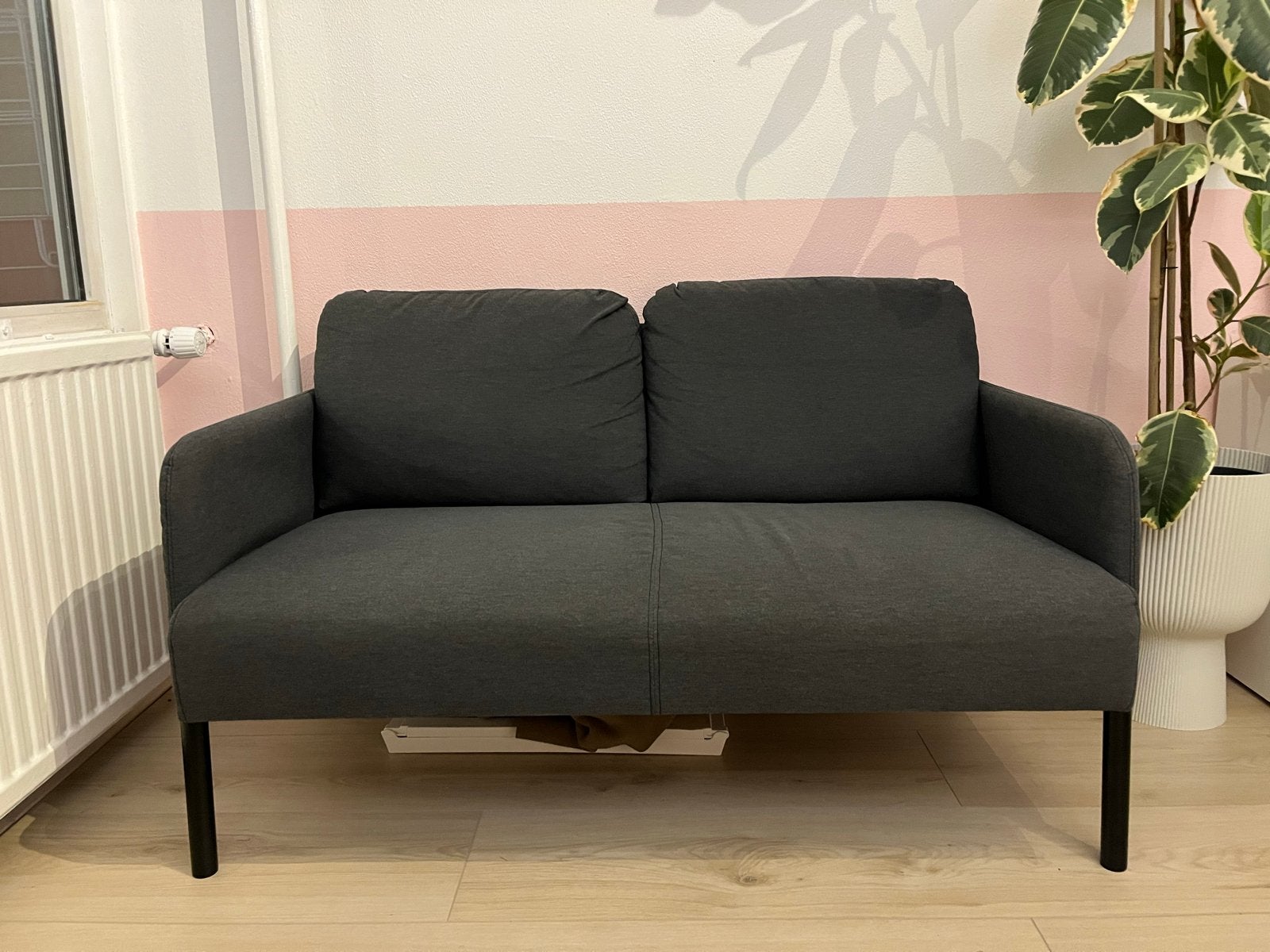 Donkergrijze tweepersoonsbank ikea glostad, Ophalen, Gebruikt, Tweepersoons, 75 tot 100 cm