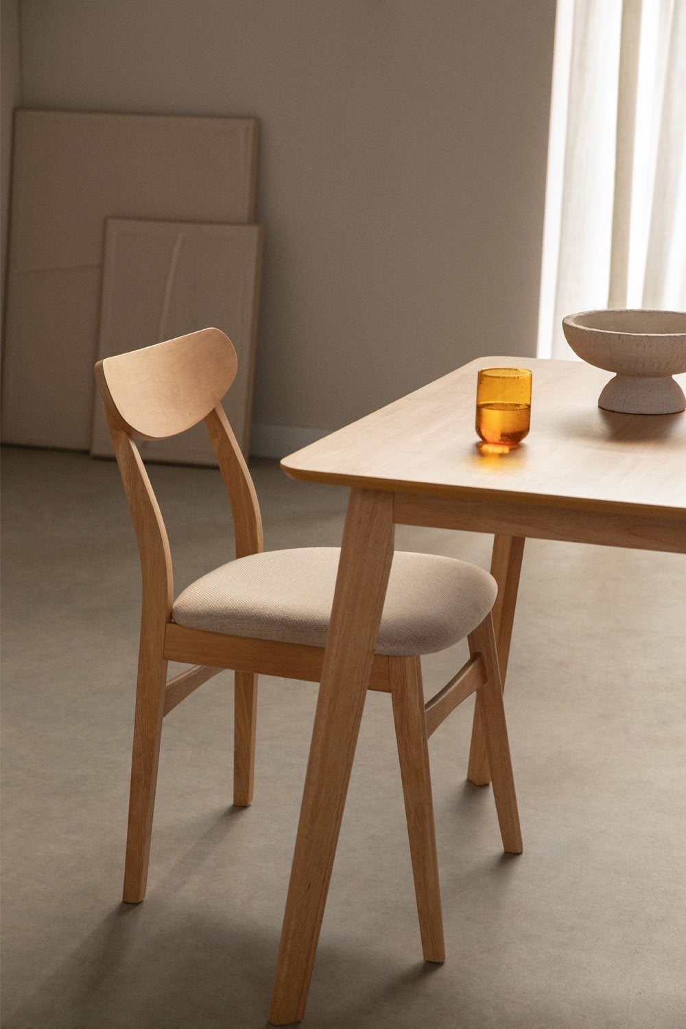 Sklum - 6 eetkamerstoelen met hout en polyester, Ophalen, Overige kleuren, Zo goed als nieuw, Eén