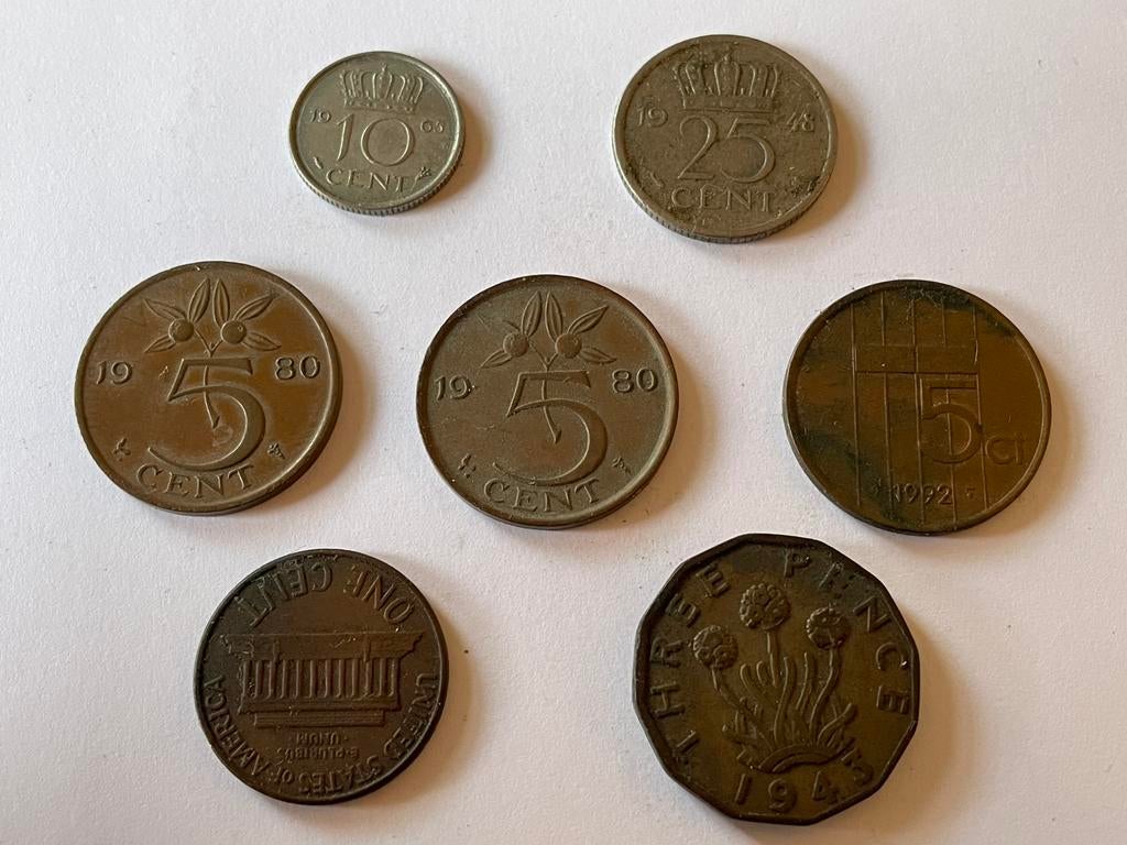 10 cent 1965 25 cent 1948 en andere munten, Postzegels en Munten, Munten | Nederland, Ophalen of Verzenden, Koningin Juliana, Overige waardes