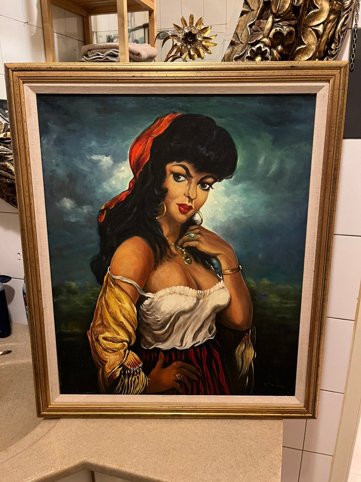 Prachtig groot oude olieverf portret schilderij, Ophalen