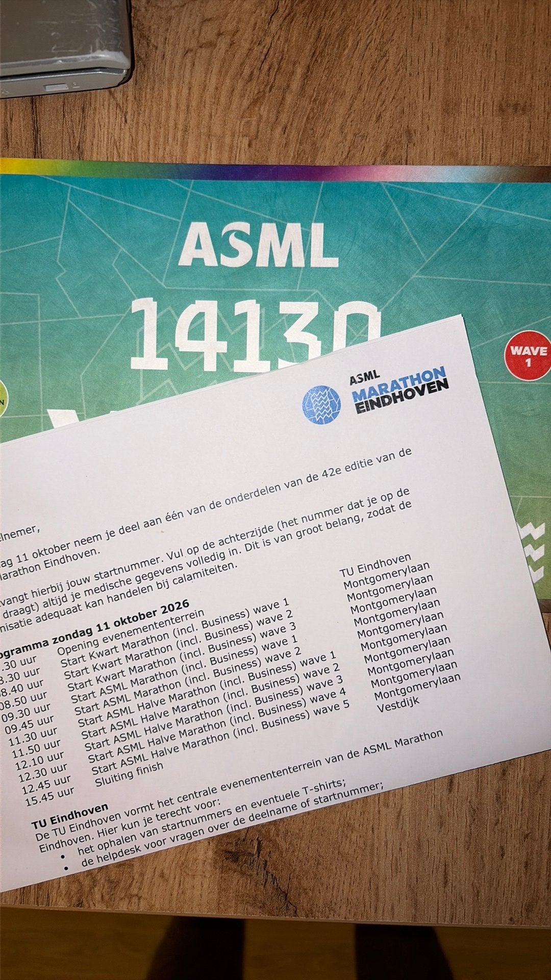 Startbewijs halve marathon Eindhoven, Wave 1, Tickets en Kaartjes, Eén persoon