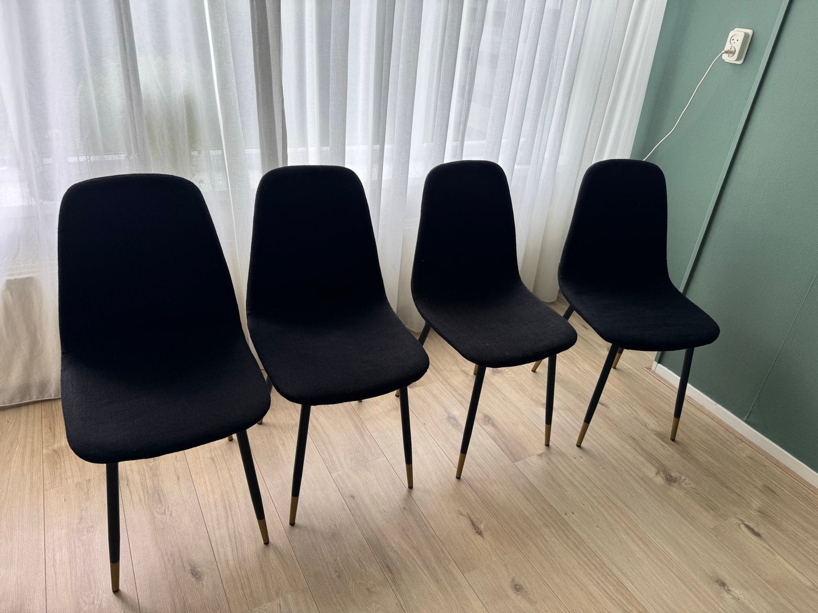 4 zwarte eetkamerstoelen - Gebruikt, Ophalen, Gebruikt, Zwart, Vier