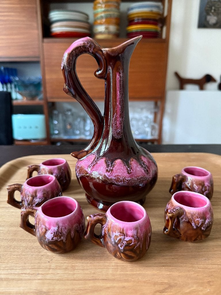 Complete Vintage Likeurset Vallauris, Fat Lava, Antiek en Kunst, Ophalen of Verzenden