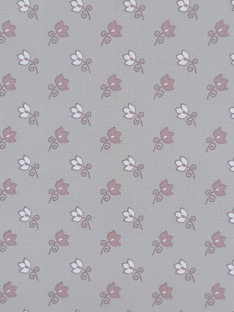 5478 Vintage bloemen behang in oudroze en mauve tinten swiet, Ophalen of Verzenden, Wit