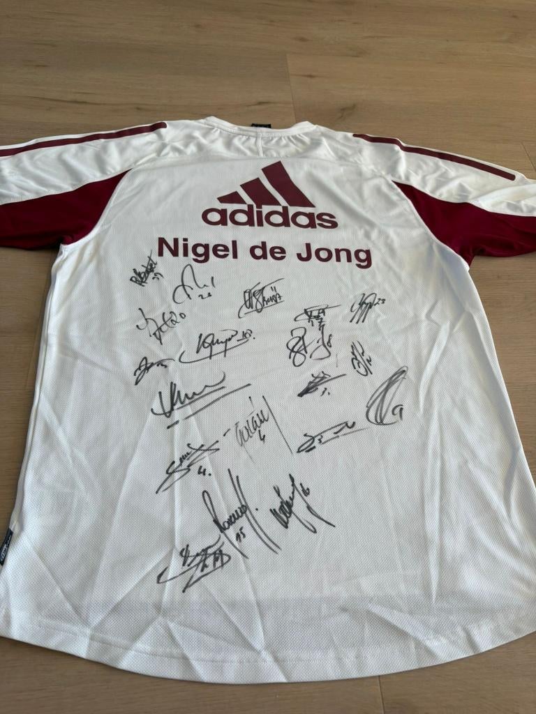 Ajax shirt gesigneerd Sneijder Van der Vaart De Jong 2005, Maat L, Ophalen of Verzenden, Gebruikt, Shirt
