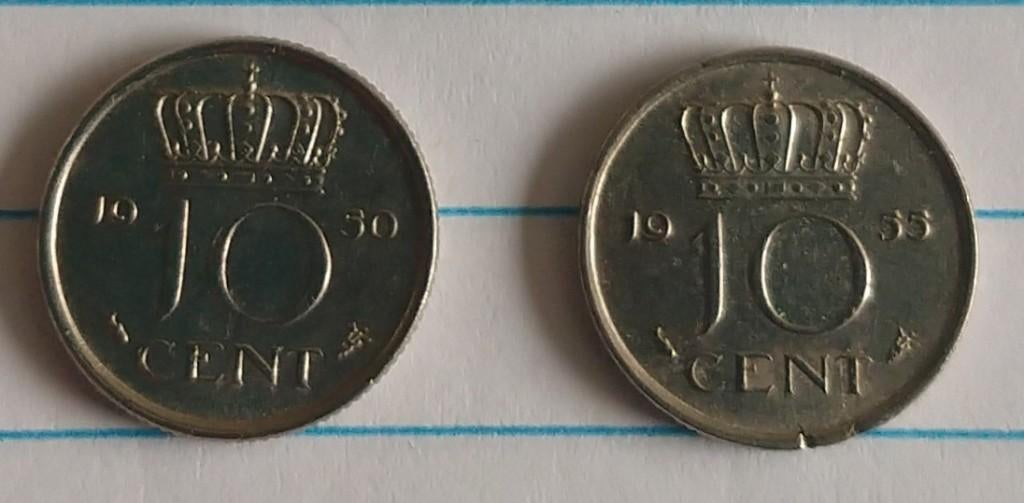Nederlandse munten; 1950 en 1955, 10 cent, volgnr 13, Postzegels en Munten, Ophalen of Verzenden, Koningin Beatrix, 10 cent, Losse munt