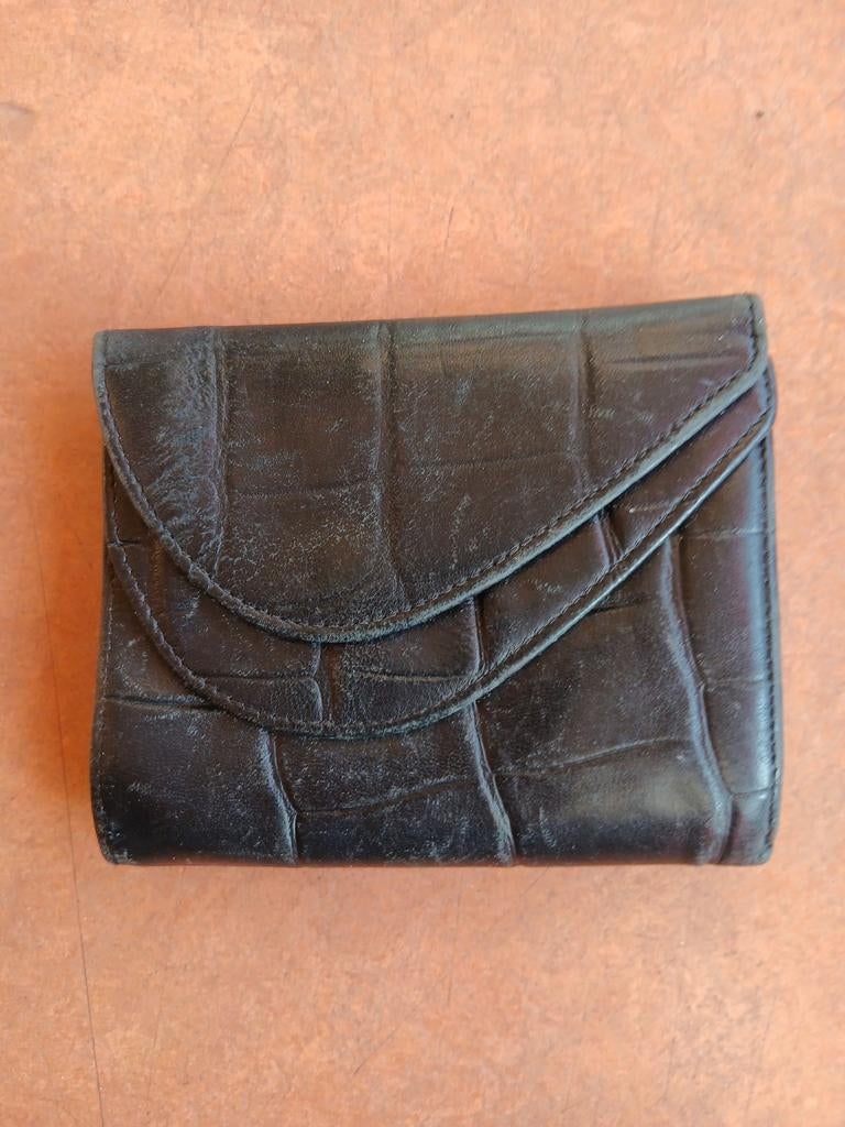 Sherwood Forest Handmade zwart krokodillenleer portemonnee, Ophalen of Verzenden, Zo goed als nieuw, Zwart