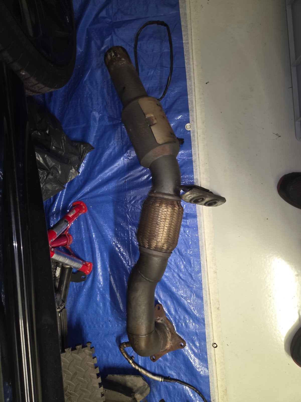 Downpipe 3 inch 200 cells race katalysator 2.0 TFSI 6R 5 GTI, Auto-onderdelen, Ophalen, Gebruikt, Volkswagen