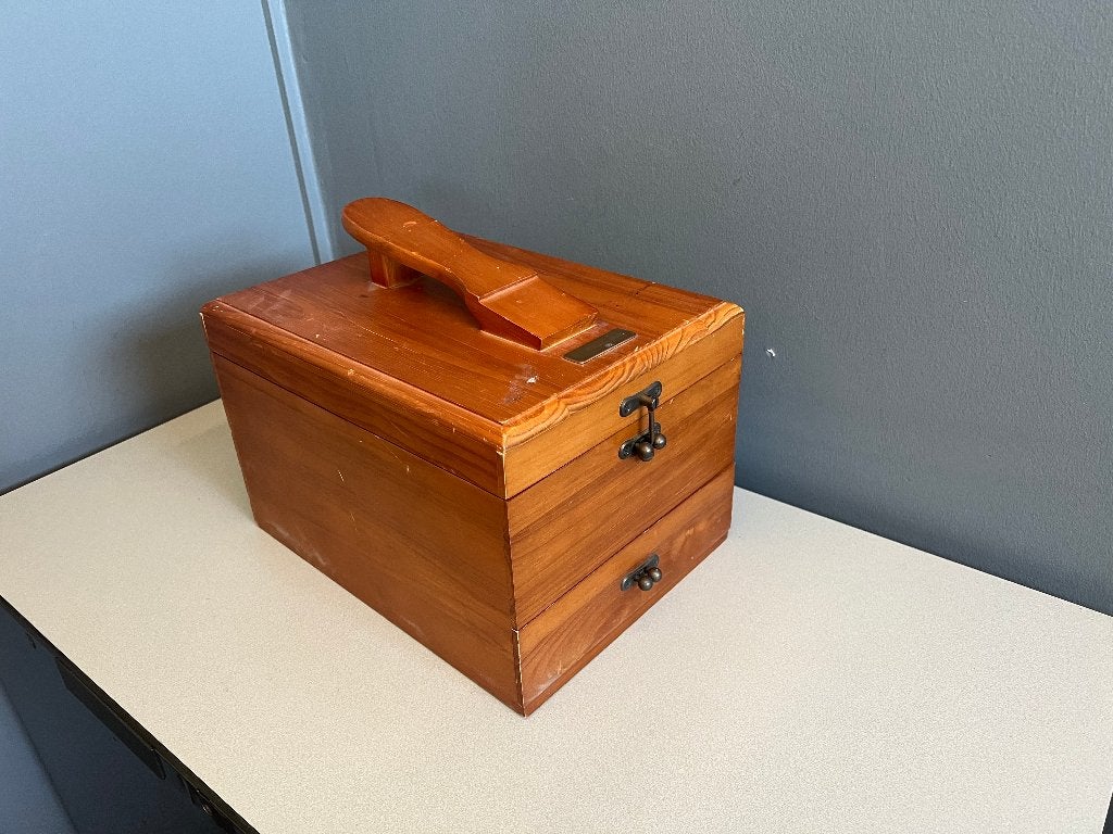 Vintage houten Schoenpoetsdoos, Ophalen of Verzenden