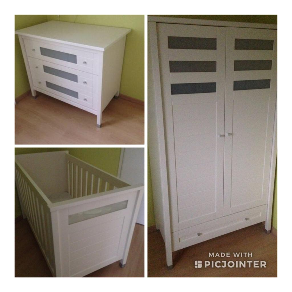 Complete Babykamer: Ledikant, Commode en Kledingkast, Kinderen en Baby's, Kinderkamer | Complete kinderkamers, Ophalen, Gebruikt