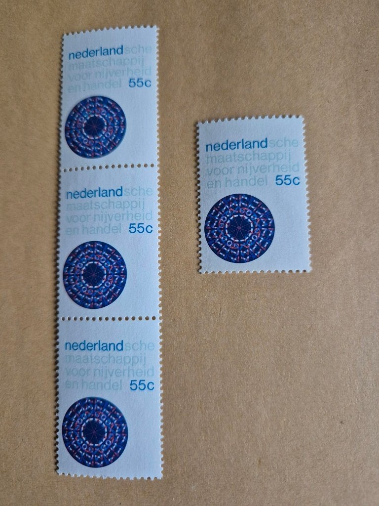 4x postzegel Nederlandsche mts voor nijverheid en handel, Postzegels en Munten, Verzenden, Postfris
