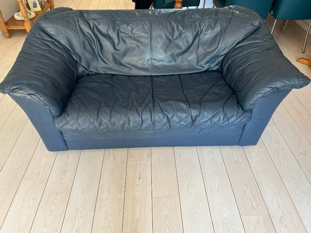 blauwe 2-zits bank, Huis en Inrichting, Ophalen, Gebruikt, 150 tot 200 cm, Tweepersoons