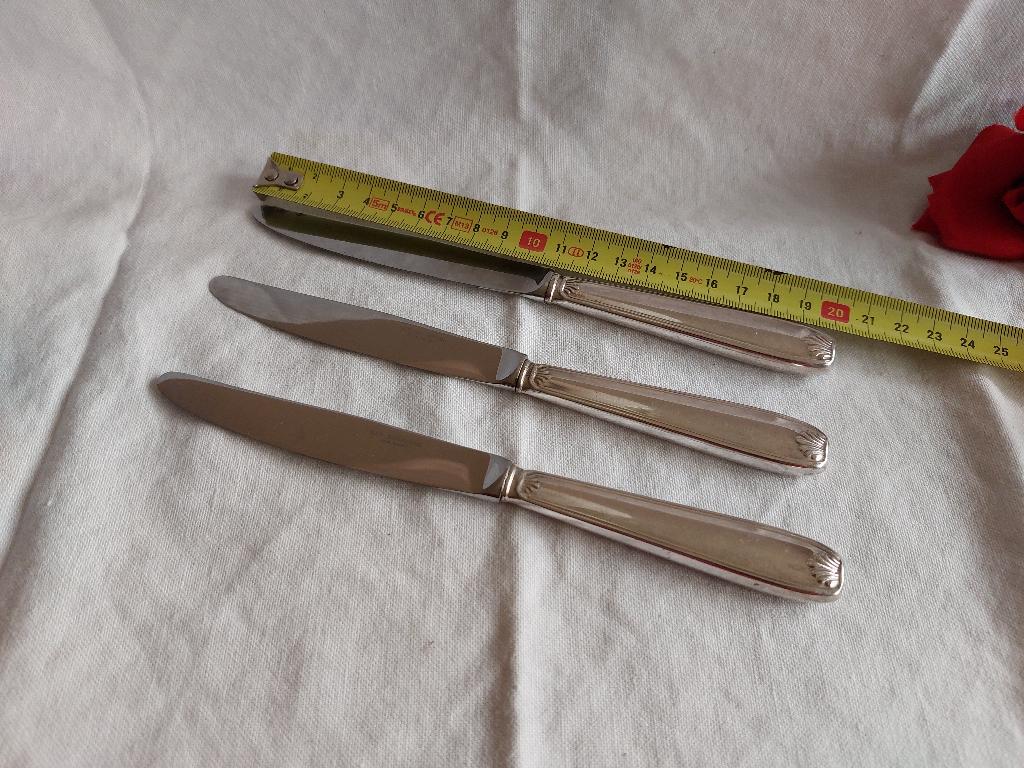 Guy Degrenne | set van 3 verzilverde messen schelppatroon, Verzenden