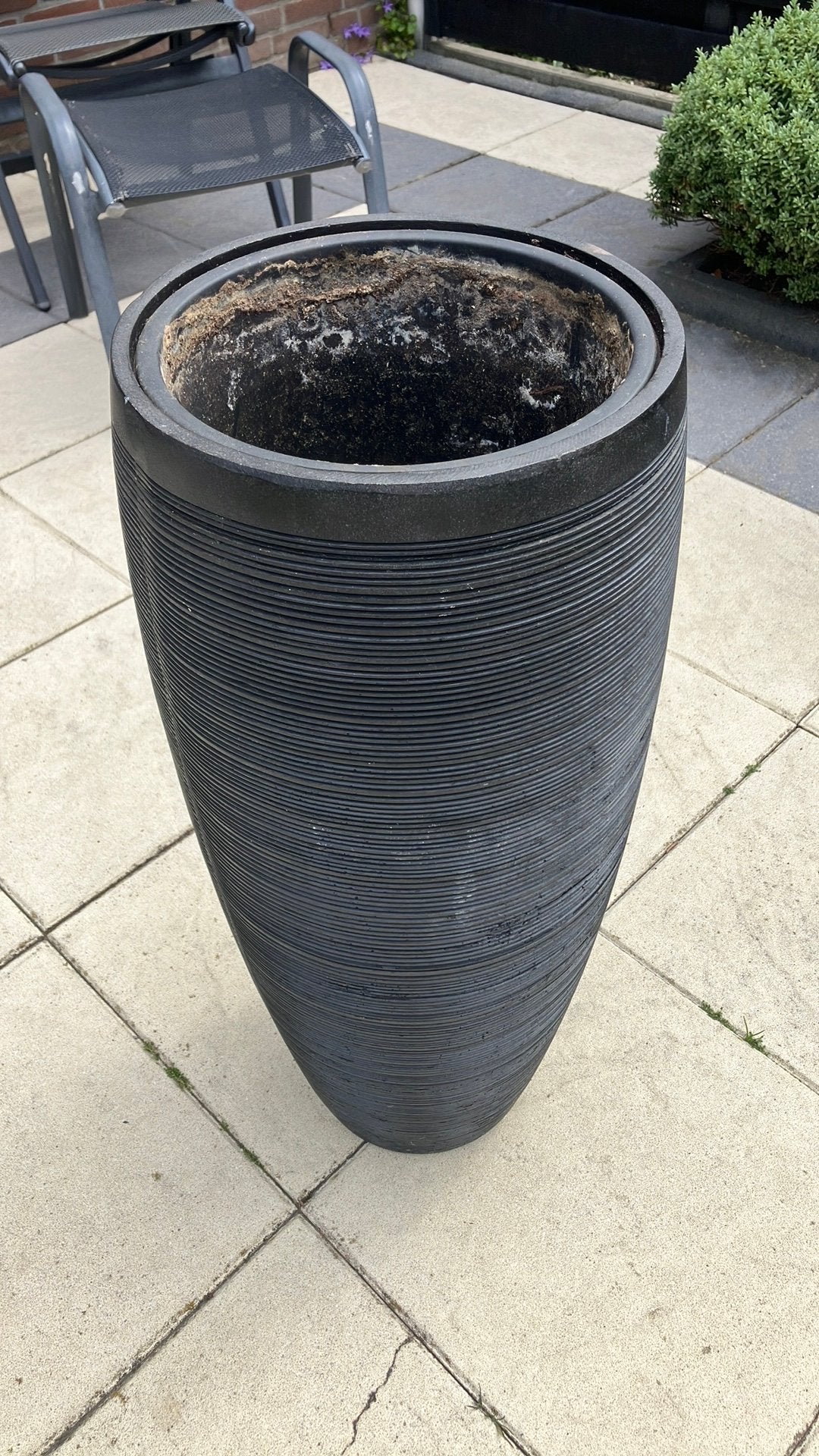 Bloempot kunststof 73 cm hoog zwart, Ophalen, Rond, Kunststof, 40 cm of meer