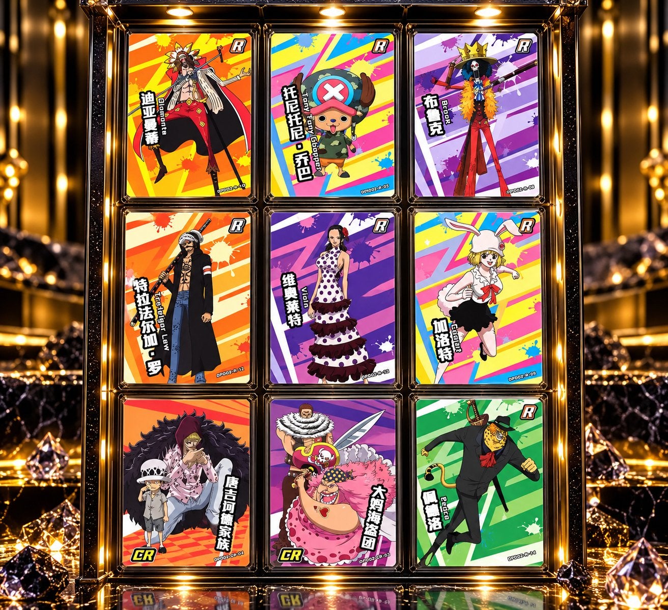 One Piece New World Selection – 9 Kleurrijke Verzamelkaarten, Hobby en Vrije tijd, Verzenden, Zo goed als nieuw, Meerdere kaarten