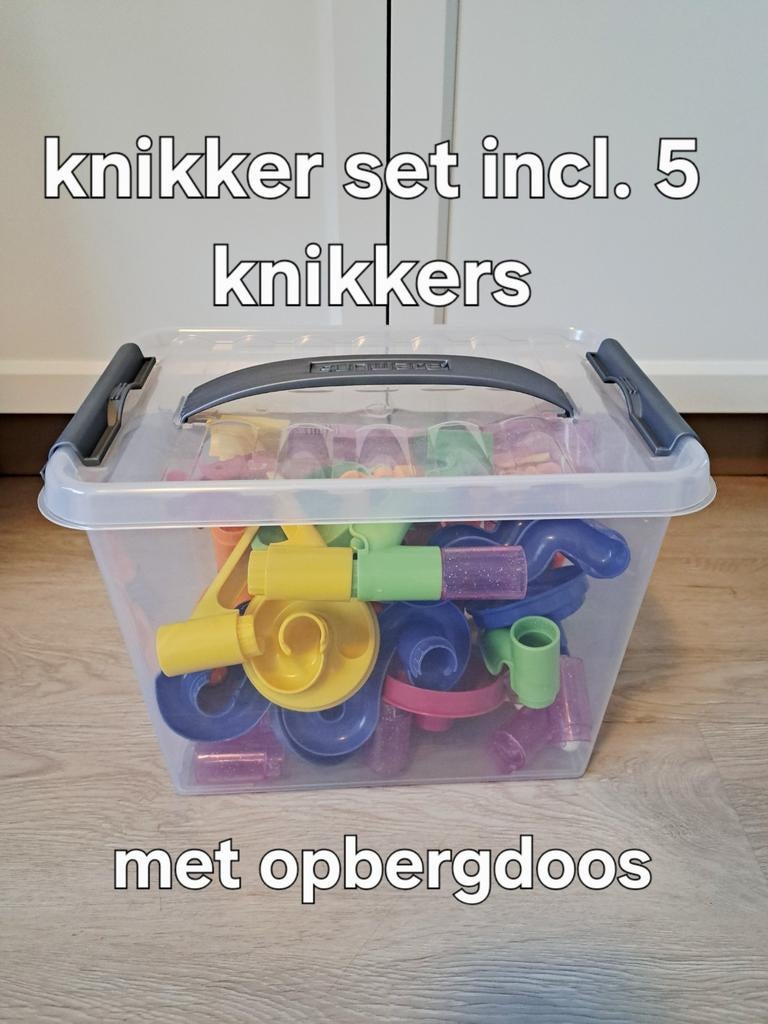 Knikkerbaan met opbergdois incl. 5 knikkers, Ophalen of Verzenden, Zo goed als nieuw, Overige typen, Met wieltjes